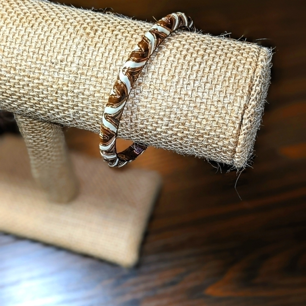 Vintage Chic Gold and White Bangle Bracelet